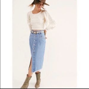 Free People Sidney Black washed denim skirt 26